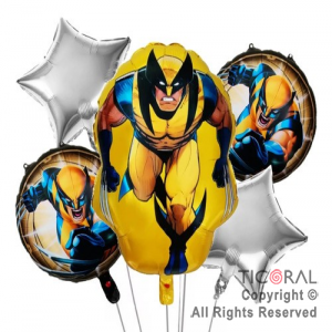 SET DE GLOBOS METALIZADO WOLVERINE 5 UNIDADES 